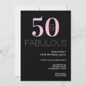 50e verjaardag 50 en fantastische zwarte roze part kaart (Voorkant)