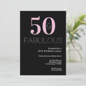 50e verjaardag 50 en fantastische zwarte roze part kaart (Staand voorkant)