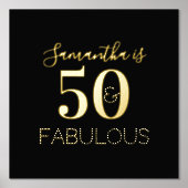 50e verjaardag 50 en geweldig Birthday Black Gold Folie Afdrukken (Voorkant)