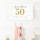50e verjaardag 50 en geweldige Birthday Gold White Spandoek (Insitu)