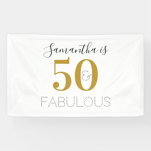 50e verjaardag 50 en geweldige Birthday Gold White Spandoek (Horizontaal)