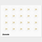 50e verjaardag 50 en geweldige Gold White Ronde Sticker (Vel)