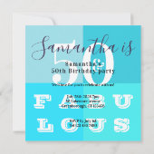 50e verjaardag 50 en geweldige moderne Blauwgroen  Kaart (Achterkant)