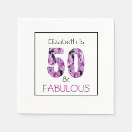 50e verjaardag 50 en Paarse Floral van Fabulous Servet