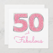 50e verjaardag 50 en verbluffend meisje roze glitt kaart (Voorkant / Achterkant)