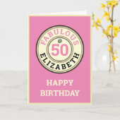 50e verjaardag 50 en verbluffende roze vrouwen kaart (Gele Bloem)