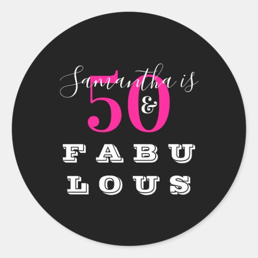 50e verjaardag 50 fabelroze verjaardag ronde sticker (Voorkant)