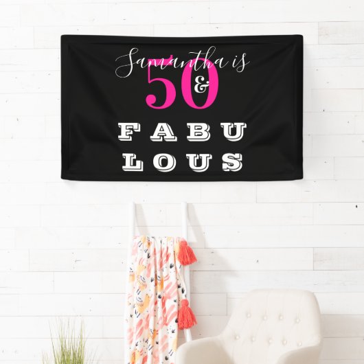 50e verjaardag 50 fabelroze verjaardag spandoek (Insitu)