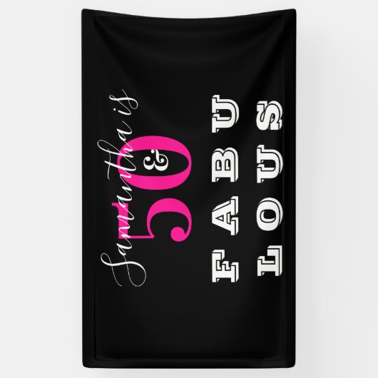 50e verjaardag 50 fabelroze verjaardag spandoek (Verticaal)