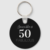 50e verjaardag 50 Fabulous Black White Party Favor Sleutelhanger (Achterkant)