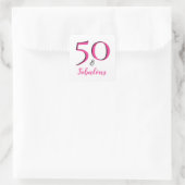 50e verjaardag 50 & Fabulous Cerise Pink & Black Vierkante Sticker (Tas)