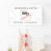 50e verjaardag 50 & Fabulous Elegant Zwart Goud Spandoek (Insitu)