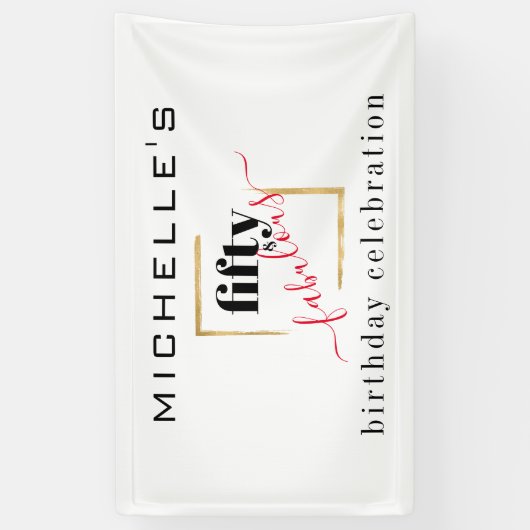 50e verjaardag 50 & Fabulous Elegant Zwart Goud Spandoek (Verticaal)