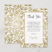 50e Verjaardag 50 Fabulous Gold Leaves Swirl Afbee Bedankkaart (Voorkant / Achterkant)