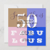 50e verjaardag 50 fabulous Modern Birthday Party Kaart (Achterkant)