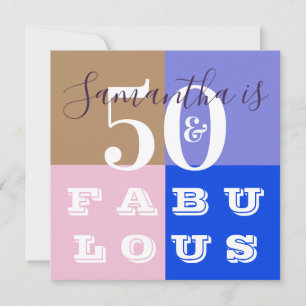 50e verjaardag 50 fabulous Modern Birthday Party Kaart