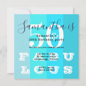 50e verjaardag 50 Fabulous Modern Blauwgroen Strip Kaart (Achterkant)