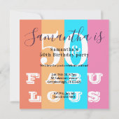 50e verjaardag 50 Fabulous Modern Stripe Party Kaart (Achterkant)