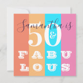 50e verjaardag 50 Fabulous Modern Stripe Party Kaart (Voorkant)