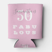 50e verjaardag 50 fabulous Pink Grey Birthday Part Blikjeskoeler (Voorkant)