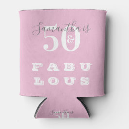 50e verjaardag 50 fabulous Pink Grey Birthday Part Blikjeskoeler