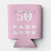 50e verjaardag 50 fabulous Pink Grey Birthday Part Blikjeskoeler (Achterkant)