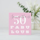 50e verjaardag 50 fabulous Pink Grey Birthday Part Kaart (Staand voorkant)