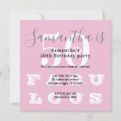 50e verjaardag 50 fabulous Pink Grey Birthday Part Kaart (Achterkant)