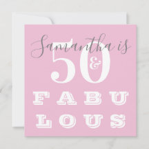 50e verjaardag 50 fabulous Pink Grey Birthday Part
