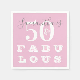 50e verjaardag 50 fabulous Pink Grey Birthday Part Servet