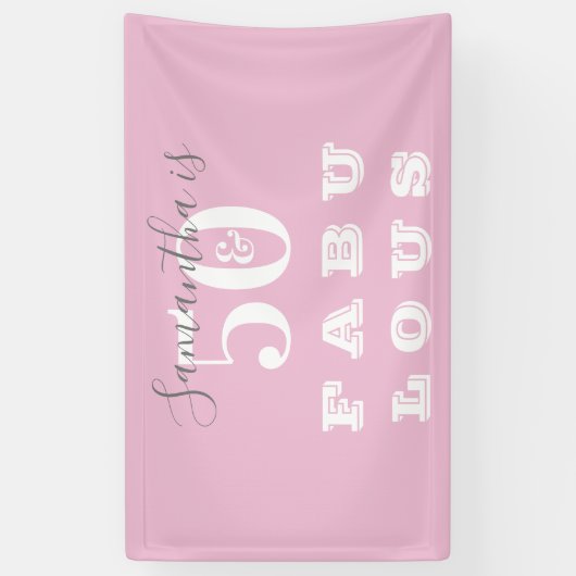 50e verjaardag 50 fabulous Pink Grey Birthday Part Spandoek (Verticaal)