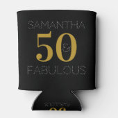 50e verjaardag 50 Fabulous Zwart Goud Party Favor Blikjeskoeler (Achterkant)