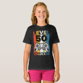 50e verjaardag  50 gaming ontgrendeld t-shirt (Voorkant volledig)