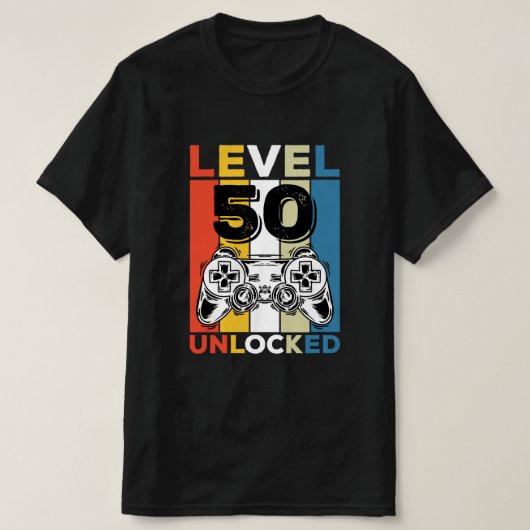 50e verjaardag  50 gaming ontgrendeld t-shirt (Design voorkant)
