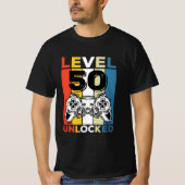 50e verjaardag  50 gaming ontgrendeld t-shirt (Voorkant)