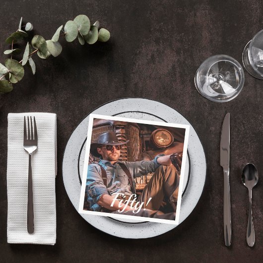 50e verjaardag 50 het manuscript van de douanefoto servet