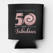 50e verjaardag - 50 jaar en Fabulous Black & Roos  Blikjeskoeler (Voorkant)