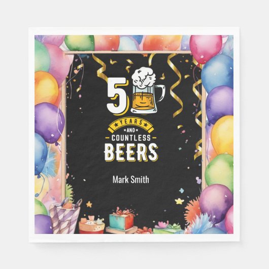50e verjaardag 50 jaar en talloze bier servet (Voorkant)