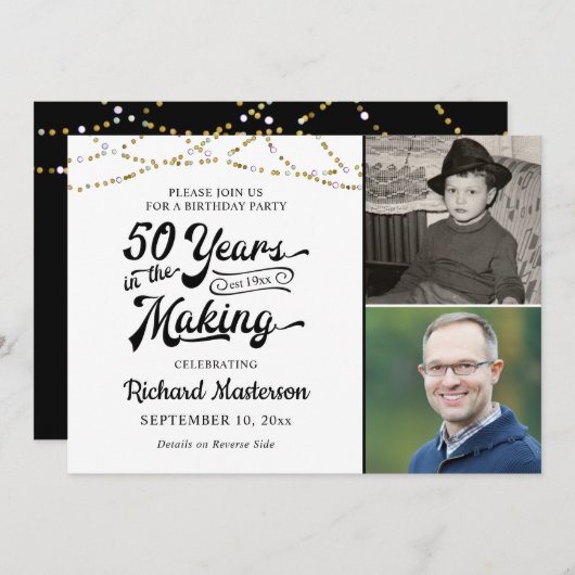 50e verjaardag 50 jaar in het zwarte goud kaart (Voorkant / Achterkant)