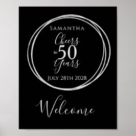 50e verjaardag 50 jaar zwart zilver welkom poster