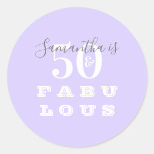 50e Verjaardag 50 prachtige paarse verjaardagsfees Ronde Sticker