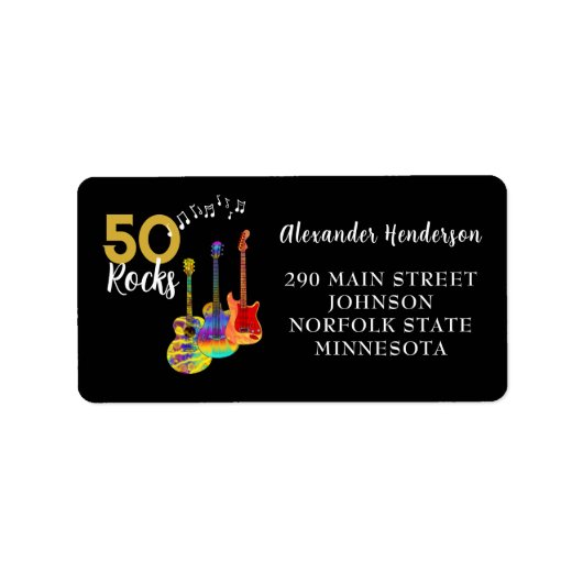 50e verjaardag 50 Rocks Etiket (Voorkant)