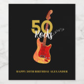 50e verjaardag 50 Rocks Guitar Personalized Wijn Etiket (Enkel label)