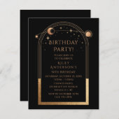50e verjaardag 50e verjaardag Celestial Black Gold Kaart (Voorkant / Achterkant)