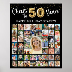 50e verjaardag 51 foto collage Proost op 40 jaar Poster