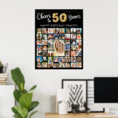 50e verjaardag 51 foto collage Proost op 40 jaar Poster (Thuiskantoor)