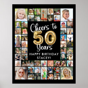 50e verjaardag 51 foto collage Proost op 50 jaar Poster