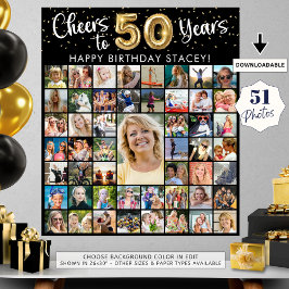 50e verjaardag 51 Photo Collage Hoera voor 40 jaar Poster