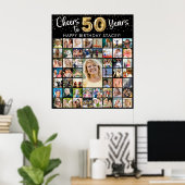 50e verjaardag 51 Photo Collage Hoera voor 40 jaar Poster (Thuiskantoor)