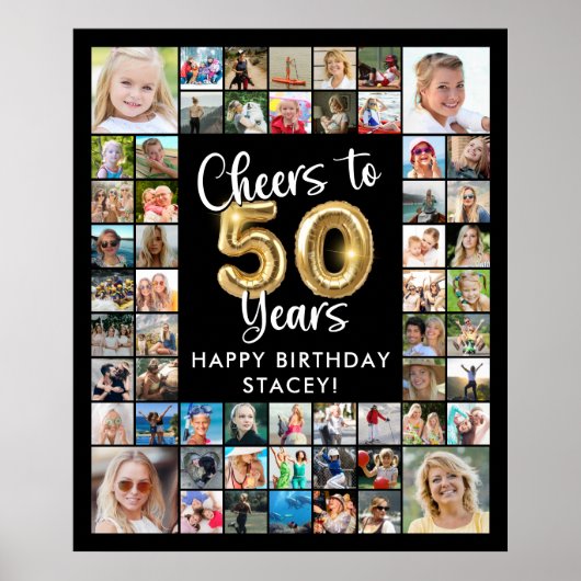 50e verjaardag 57 Photo Collage Hoera voor 50 jaar Poster (Voorkant)